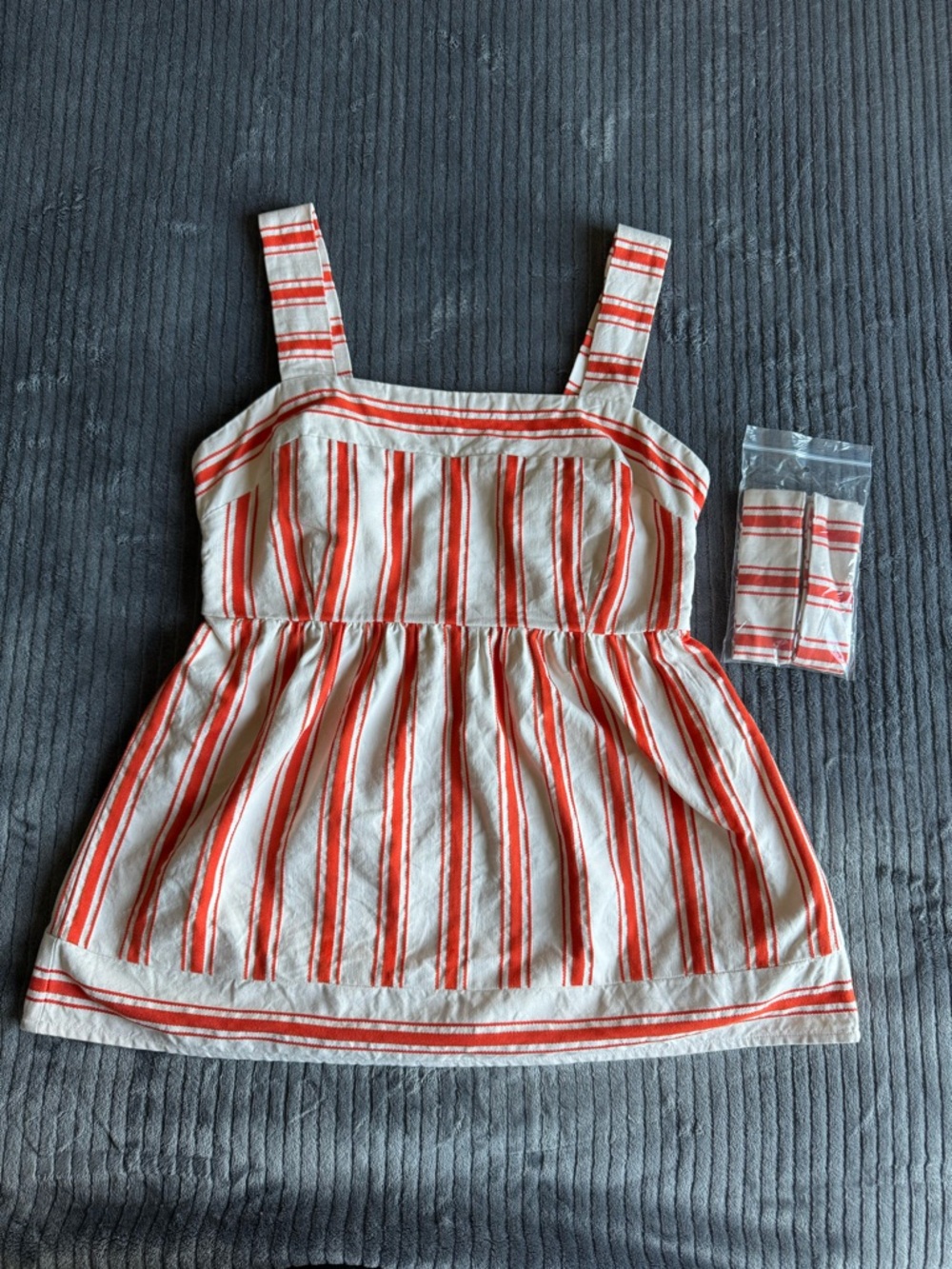 Cabi Cream & Orange Stripe Brunch Top Size Small